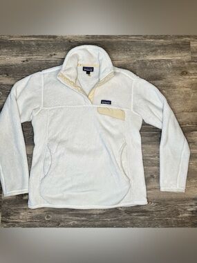 Patagonia Women’s Re-Tool Snap-T Pullover Fleece White Natural Beige Size L